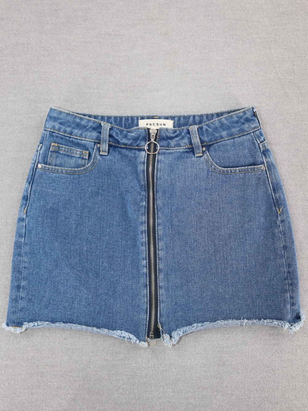 PacSun Light Blue Denim Skirt with Ring-Zip Front